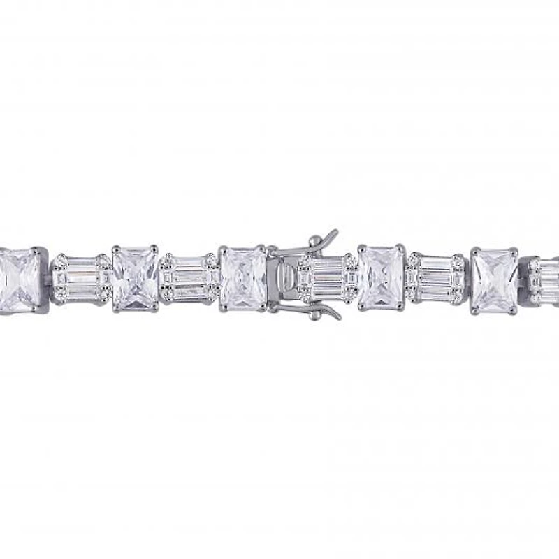 Julianna B Sterling Silver Multi-Cut Cubic Zirconia Tennis Link Bracelet