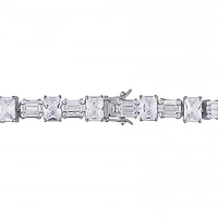 Julianna B Sterling Silver Multi-Cut Cubic Zirconia Tennis Link Bracelet