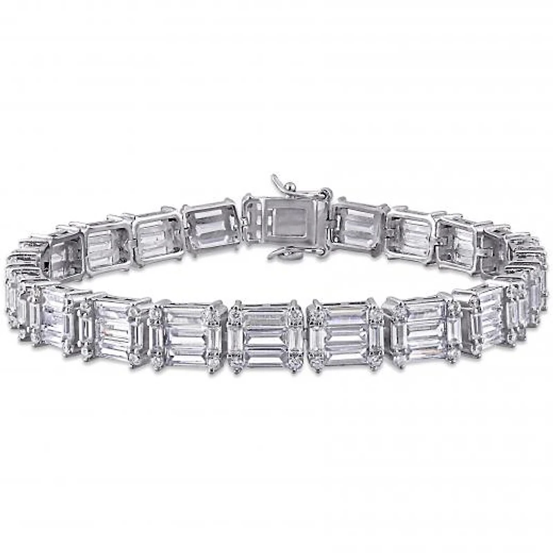 Julianna B Sterling Silver Baguette & Round-Cut Cubic Zirconia Tennis Bracelet