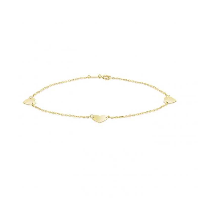 10K Yellow Gold Hearts Bracelet