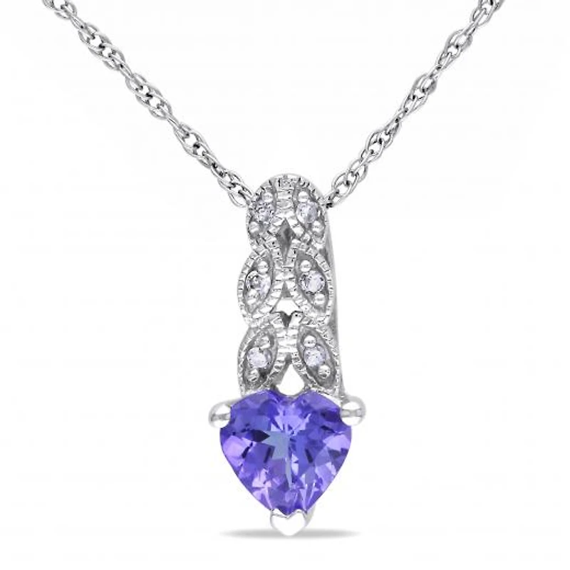 Julianna B 10K White Gold Tanzanite & Diamond Heart Pendant with Chain