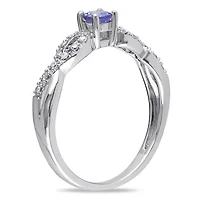Julianna B Sterling Silver Tanzanite & 0.10CT Diamond Fashion Ring