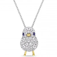 Julianna B Sterling Silver Created Blue Sapp & Created White Sapphire Necklace