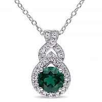 Julianna B Sterling Silver Created Emerald & Created White Sapphire Pendant