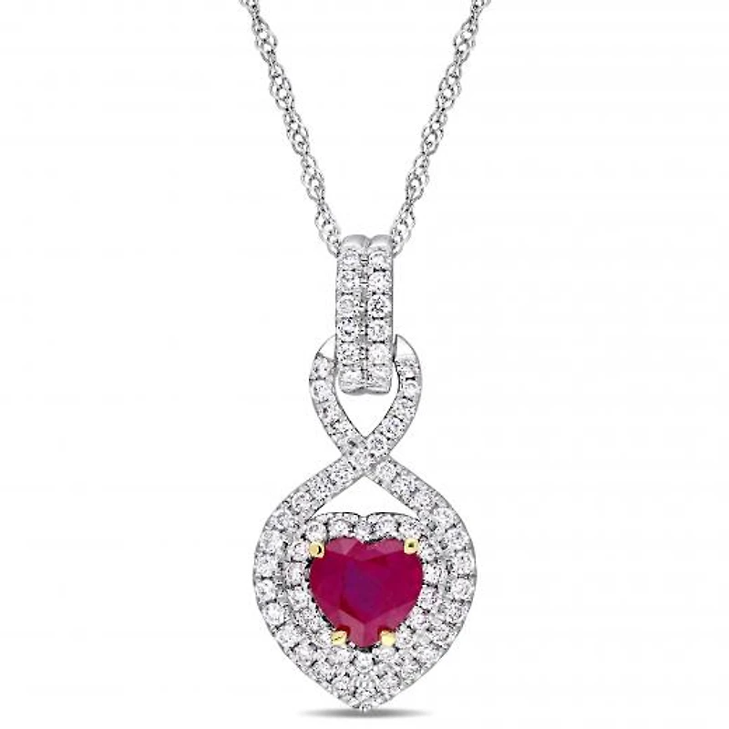 Julianna B 14K White & Yellow Gold Ruby & 0.30CTW Diamond Infinity Pendant