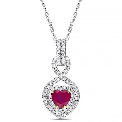 Julianna B 14K White & Yellow Gold Ruby & 0.30CTW Diamond Infinity Pendant