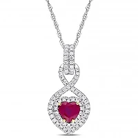 Julianna B 14K White & Yellow Gold Ruby & 0.30CTW Diamond Infinity Pendant