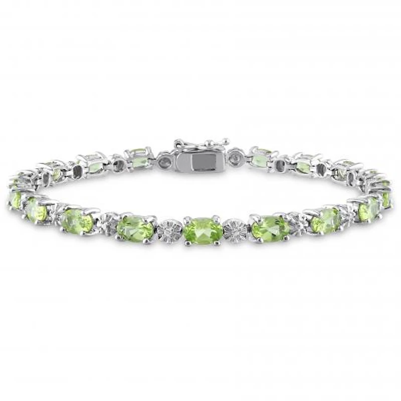 Julianna B Sterling Silver Peridot & Diamond 7.25" Bracelet
