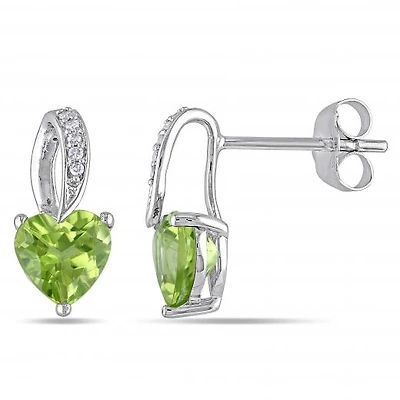 Julianna B 10K White Gold Peridot & Diamond Earrings