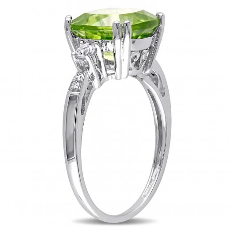 Julianna B 10K White Gold Peridot Diamond & Created Sapphire Ring