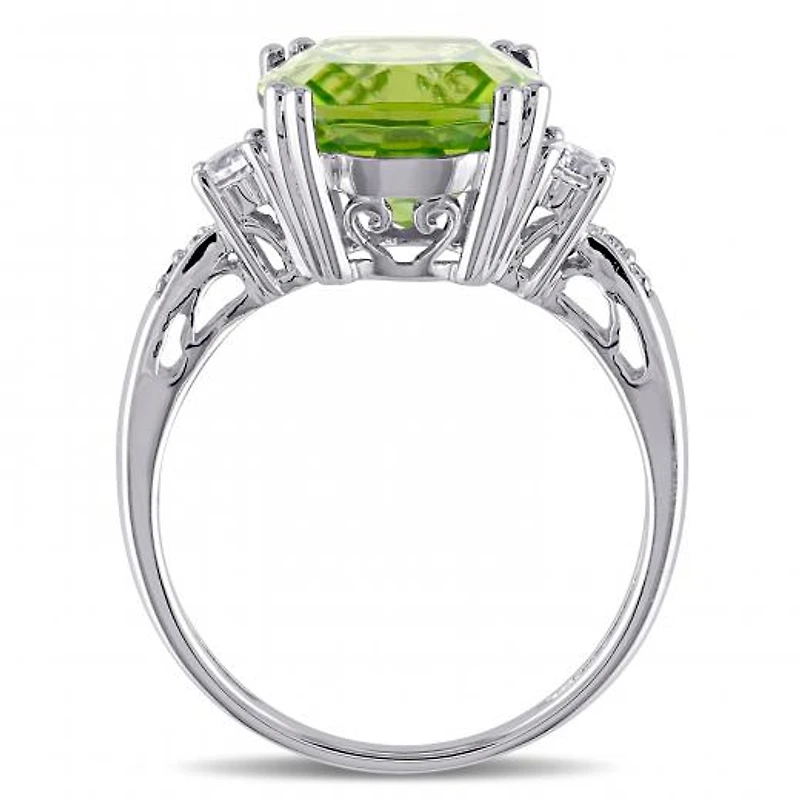 Julianna B 10K White Gold Peridot Diamond & Created Sapphire Ring