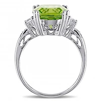 Julianna B 10K White Gold Peridot Diamond & Created Sapphire Ring