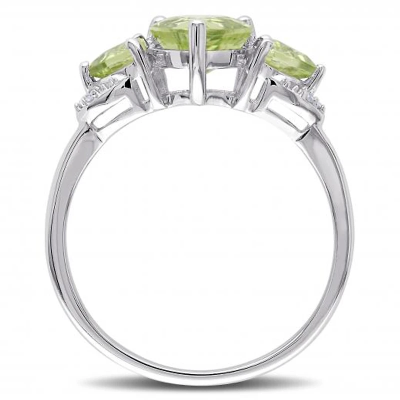 Julianna B Sterling Silver Peridot & 0.02CTW Diamond Fashion Ring