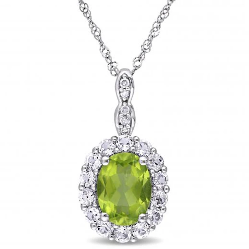 Julianna B 14K White Gold Peridot Diamond & White Topaz Fashion Pendant