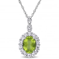 Julianna B 14K White Gold Peridot Diamond & White Topaz Fashion Pendant
