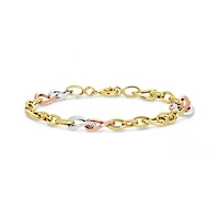 10K Yellow Gold White Gold and Rose Gold Multi Links Bracelet