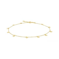 10K Yellow Gold 10+1" Heart Anklet