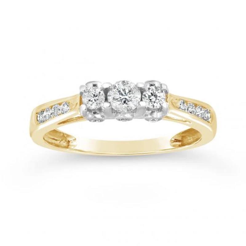 10K Yellow & White Gold 0.50CTW Three-Stone Ring
