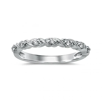 10K White Gold Diamond Stackable Ring