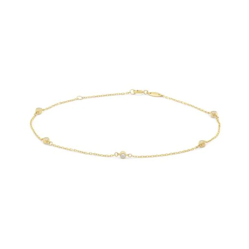 10K Yellow Gold 9+1" Cubic Zirconia Anklet