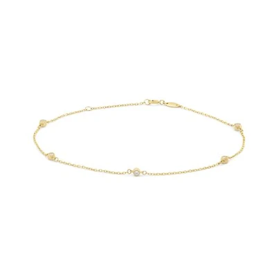 10K Yellow Gold 9+1" Cubic Zirconia Anklet