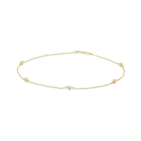 10K Yellow Gold 9+1" Cubic Zirconia Anklet
