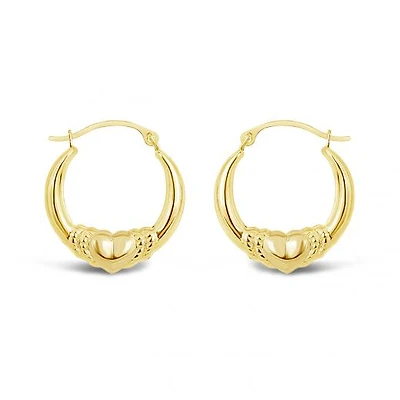 10K Yellow Gold Heart Creole Earrings