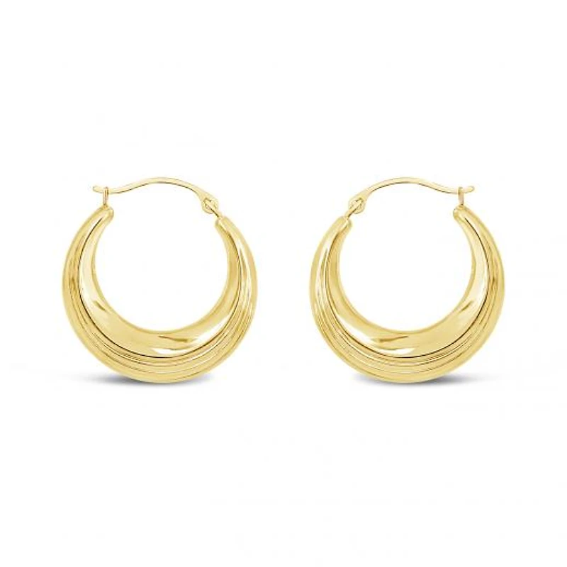 10K Yellow Gold Round Creole Earrings