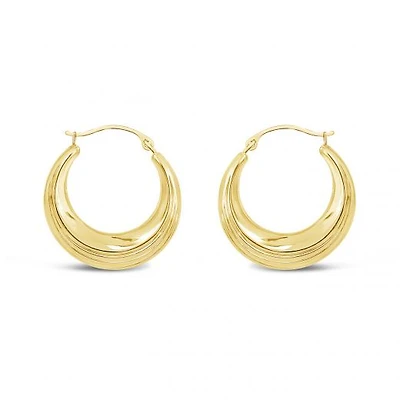 10K Yellow Gold Round Creole Earrings