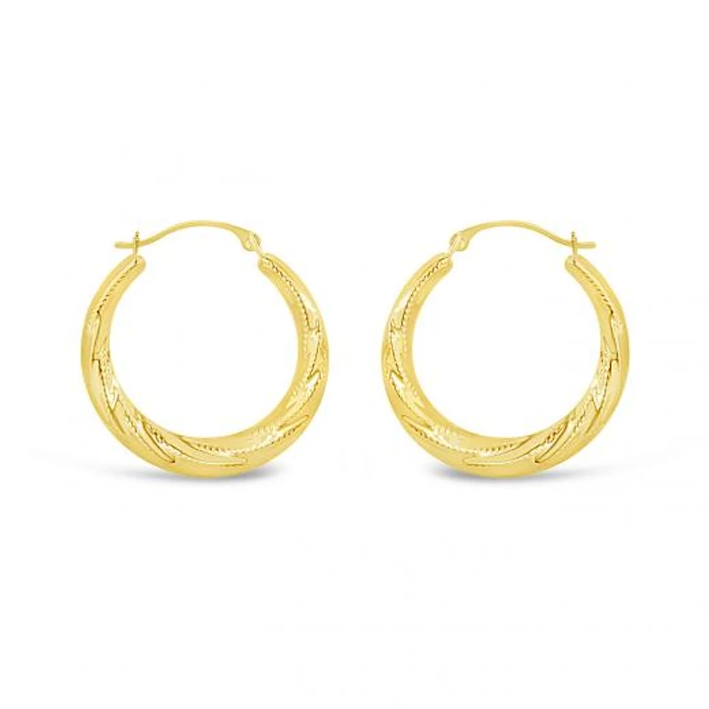 10K Yellow Gold Round Creole Earrings