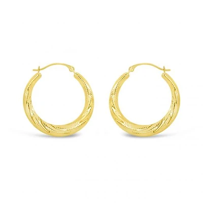 10K Yellow Gold Round Creole Earrings