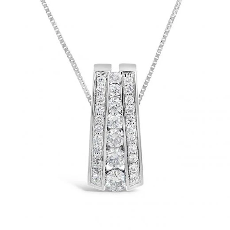 10K White Gold 1.00CTW Diamond Pendant
