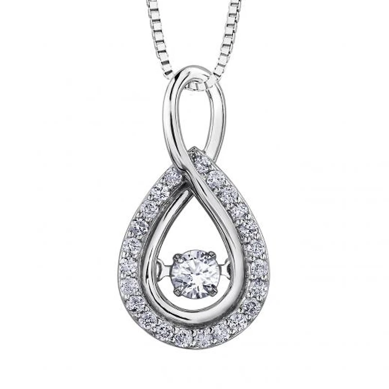 10K White Gold 1.00CTW Dancing Diamond Pendant