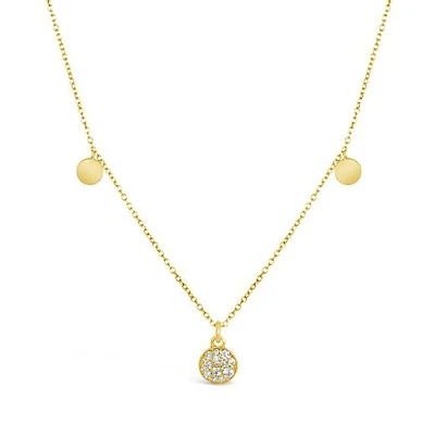 10K Yellow Gold Diamond Disc Necklace