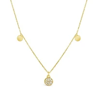 10K Yellow Gold Diamond Disc Necklace