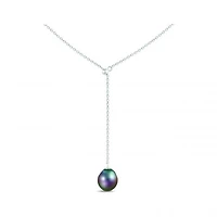 Sterling Silver 9-10mm Tahitian Pearl Necklace