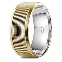 10K Yellow Gold Top & Sterling Silver Interior 8.5mm Wedding Band