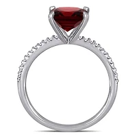 Julianna B 14K White Gold Garnet & 0.11CTW Diamond Fashion Ring