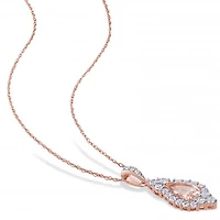 Julianna B 10K Rose Gold Morganite White Sapphire & Diamond Pendant with Chain