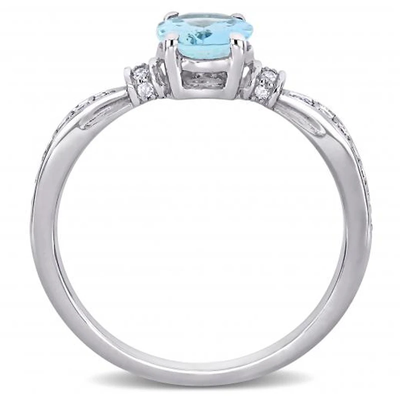 Julianna B 10K White Gold Aquamarine & 0.16CTW Diamond Fashion Ring