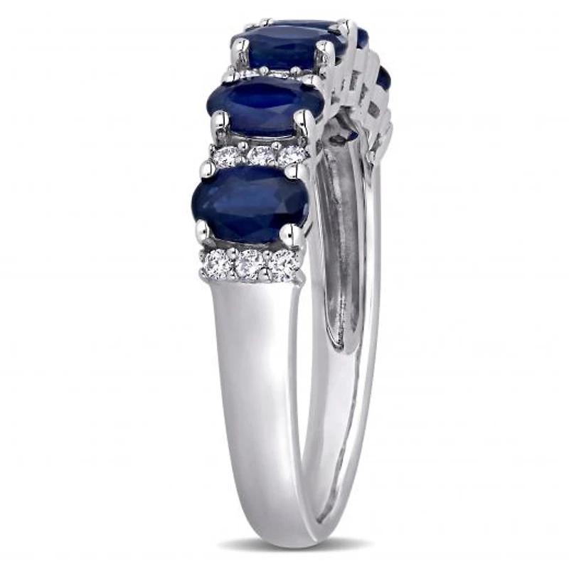 Julianna B 14K White Gold Blue Sapphire & 0.16CTW Diamond Fashion Ring