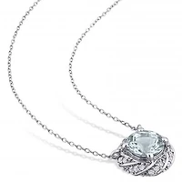 Julianna B 10K White Gold Aquamarine & 0.12CTW Diamond Pendant with Chain