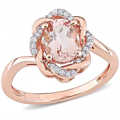 Julianna B 10K Rose Gold Morganite & Diamond Fashion Ring