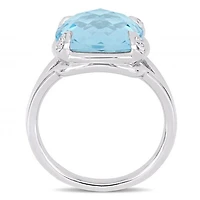 Julianna B Sterling Silver Blue Topaz & White Topaz Fashion Ring