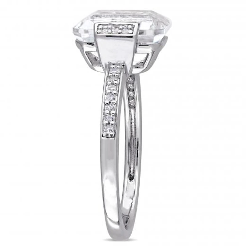 Julianna B Sterling Silver White Topaz & 0.10CTW Diamond Fashion Ring