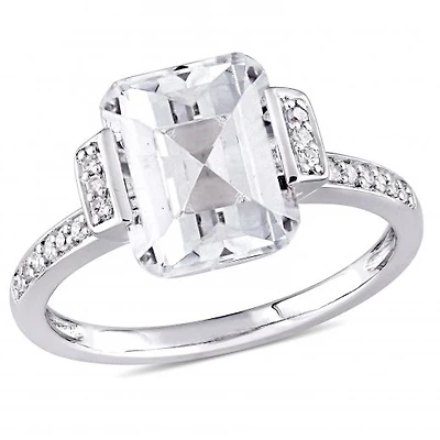 Julianna B Sterling Silver White Topaz & 0.10CTW Diamond Fashion Ring