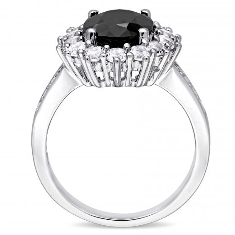 Julianna B Sterling Silver Black Sapphire & Created White Sapphire Fashion Ring