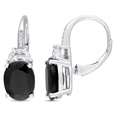 Julianna B Sterling Silver Sapphire, Created Sapphire & Diamond Earrings
