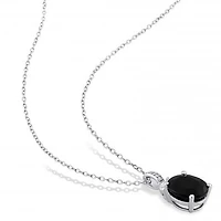 Julianna B Sterling Silver Sapphire, Created White Sapphire & Diamond Pendant