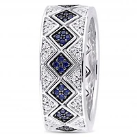 Julianna B Sterling Silver Created Blue Sapphire Created White Sapphire Ring